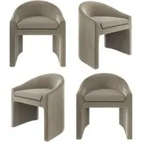 Set of 4 Curved Tub Dining Chairs - Mink, Velvet
