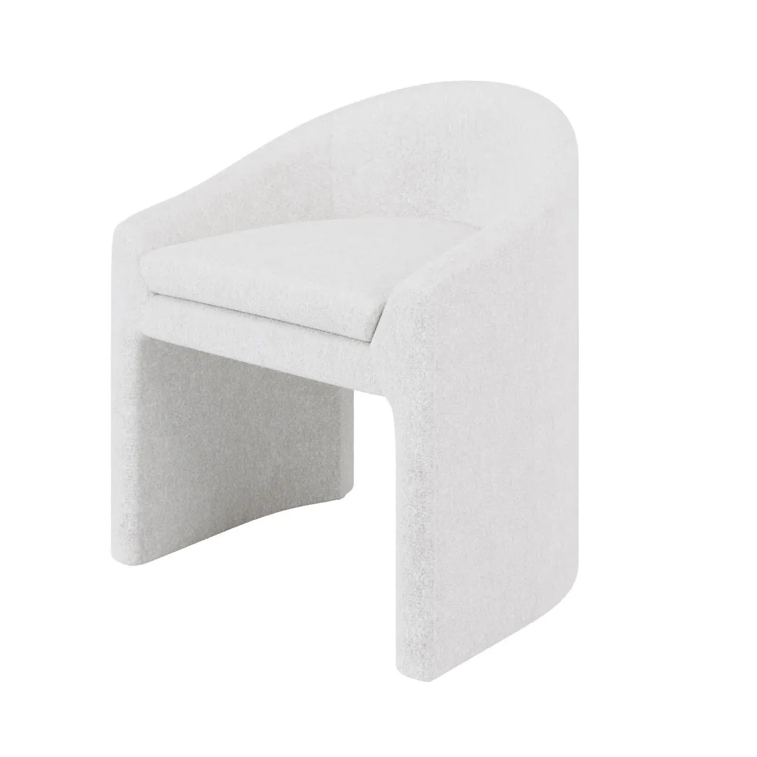 Set of 4 Curved Tub Dining Chairs - White, Boucle