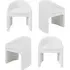 Set of 4 Curved Tub Dining Chairs - White, Boucle