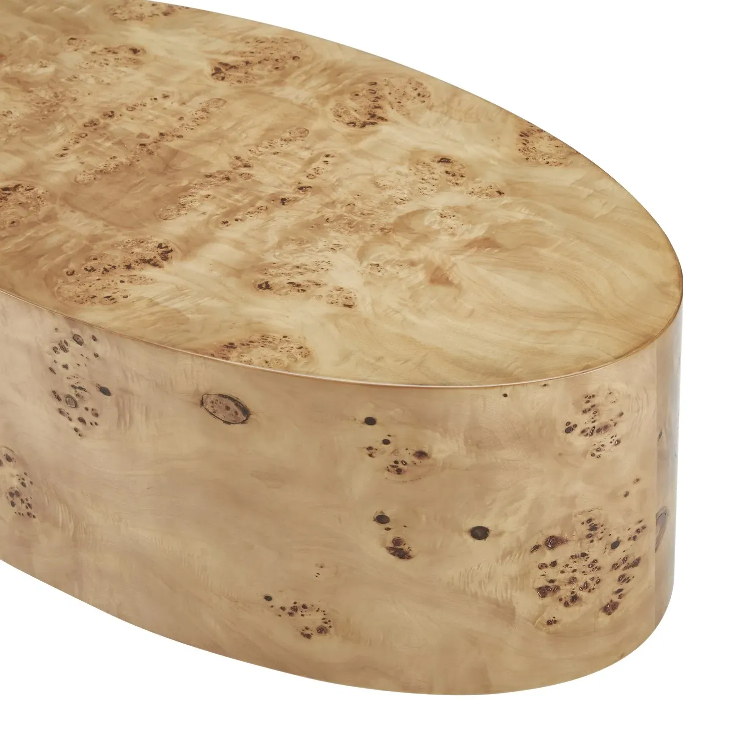 Large Oval Coffee Table - Brown, Burl Wood