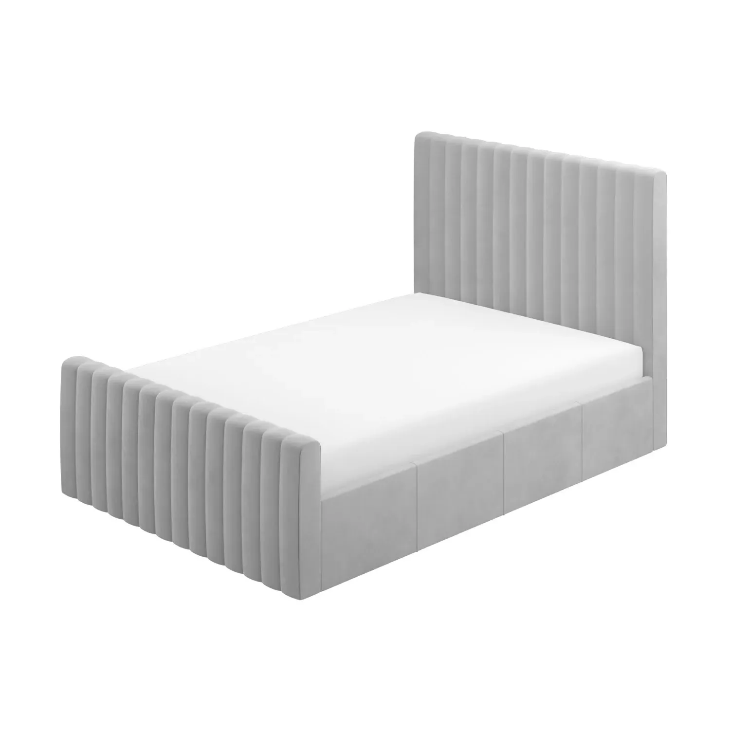 Double Ottoman Bed with Side-Lift - Grey, Velvet
