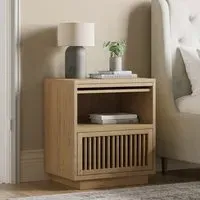 Bedside Table with Drawer & Pull-Out Shelf - Oak