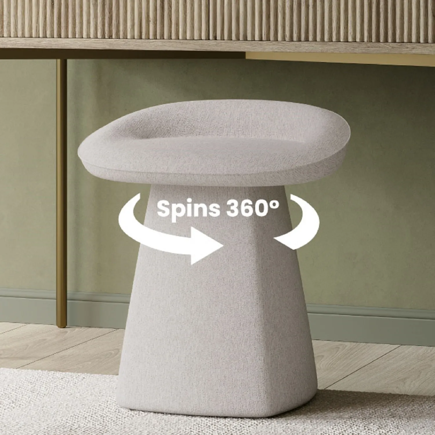 Swivel Dressing Table Stool - Cream, Fabric