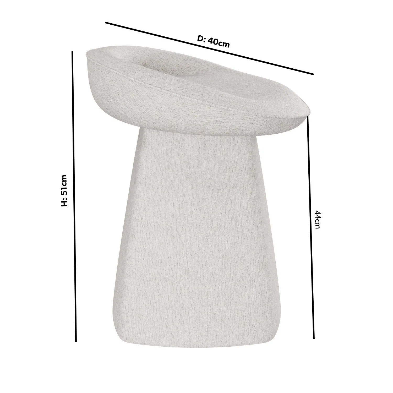 Swivel Dressing Table Stool - Cream, Fabric