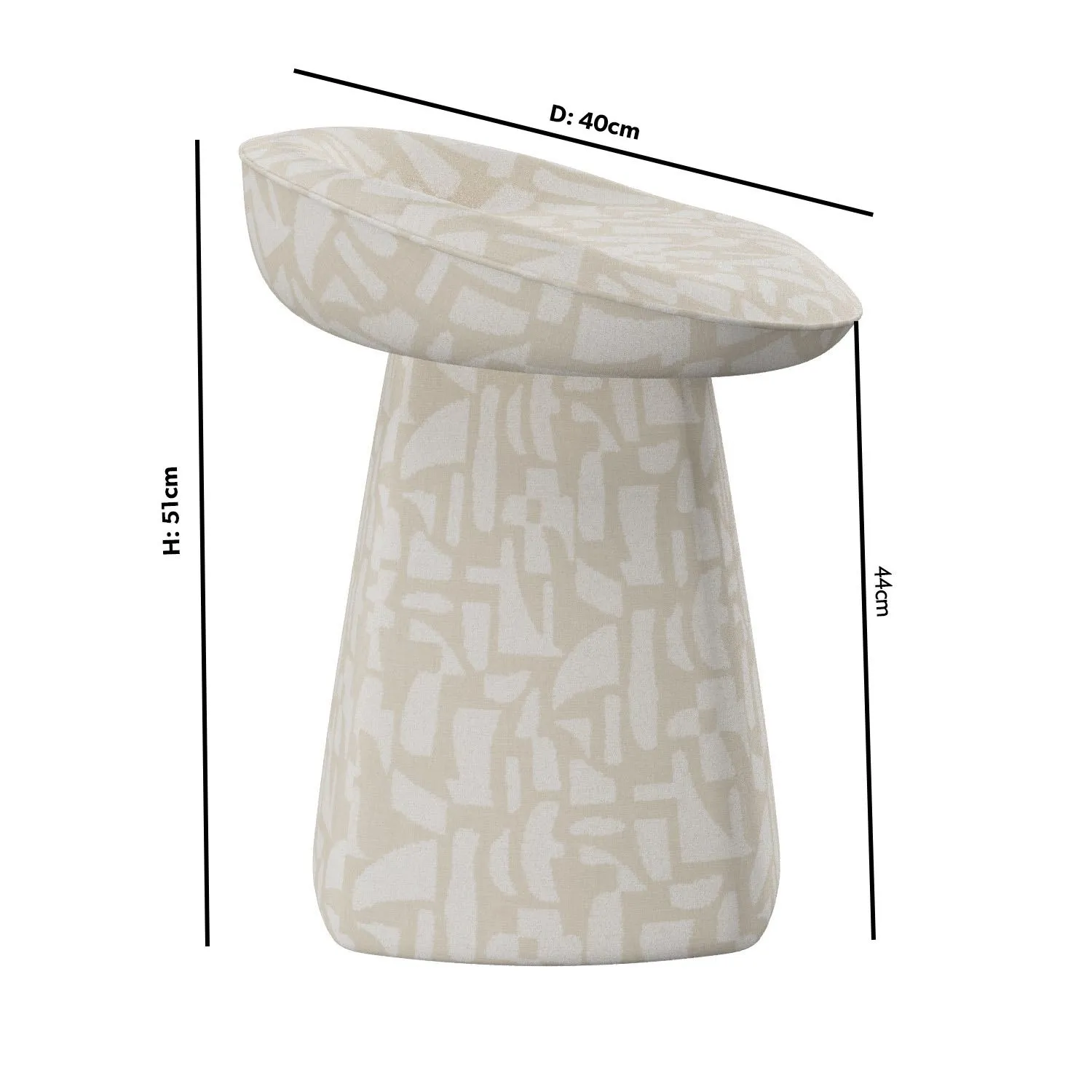 Swivel Dressing Table Stool - Cream, Fabric