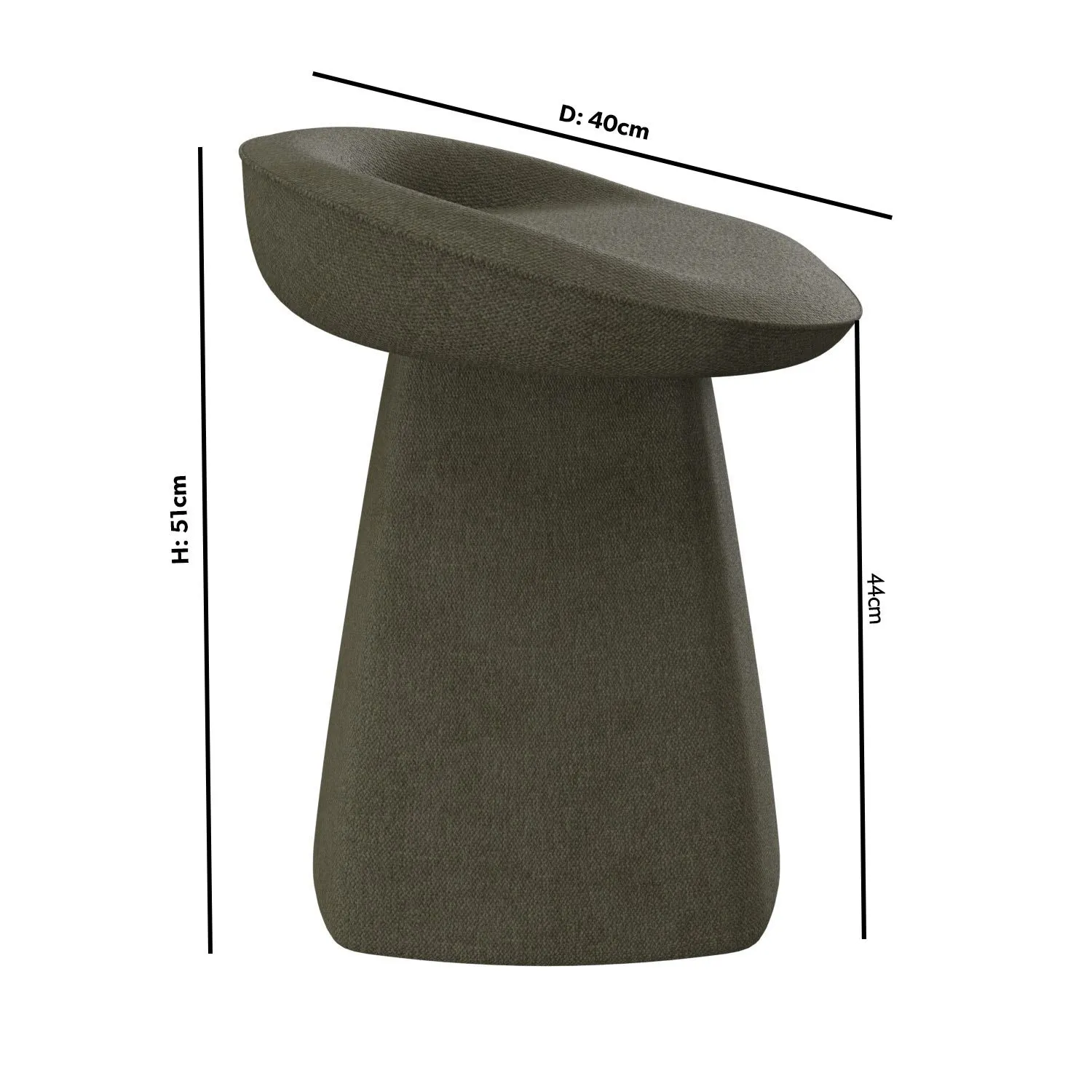 Swivel Dressing Table Stool - Green, Chenille