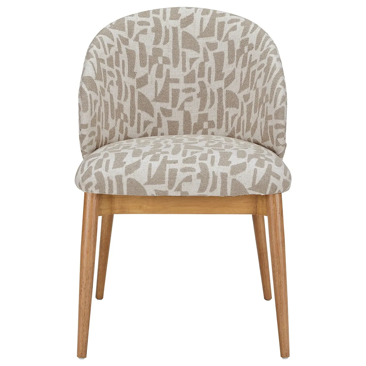 Curved Dining Chair with Exposed Back - Beige, Oak