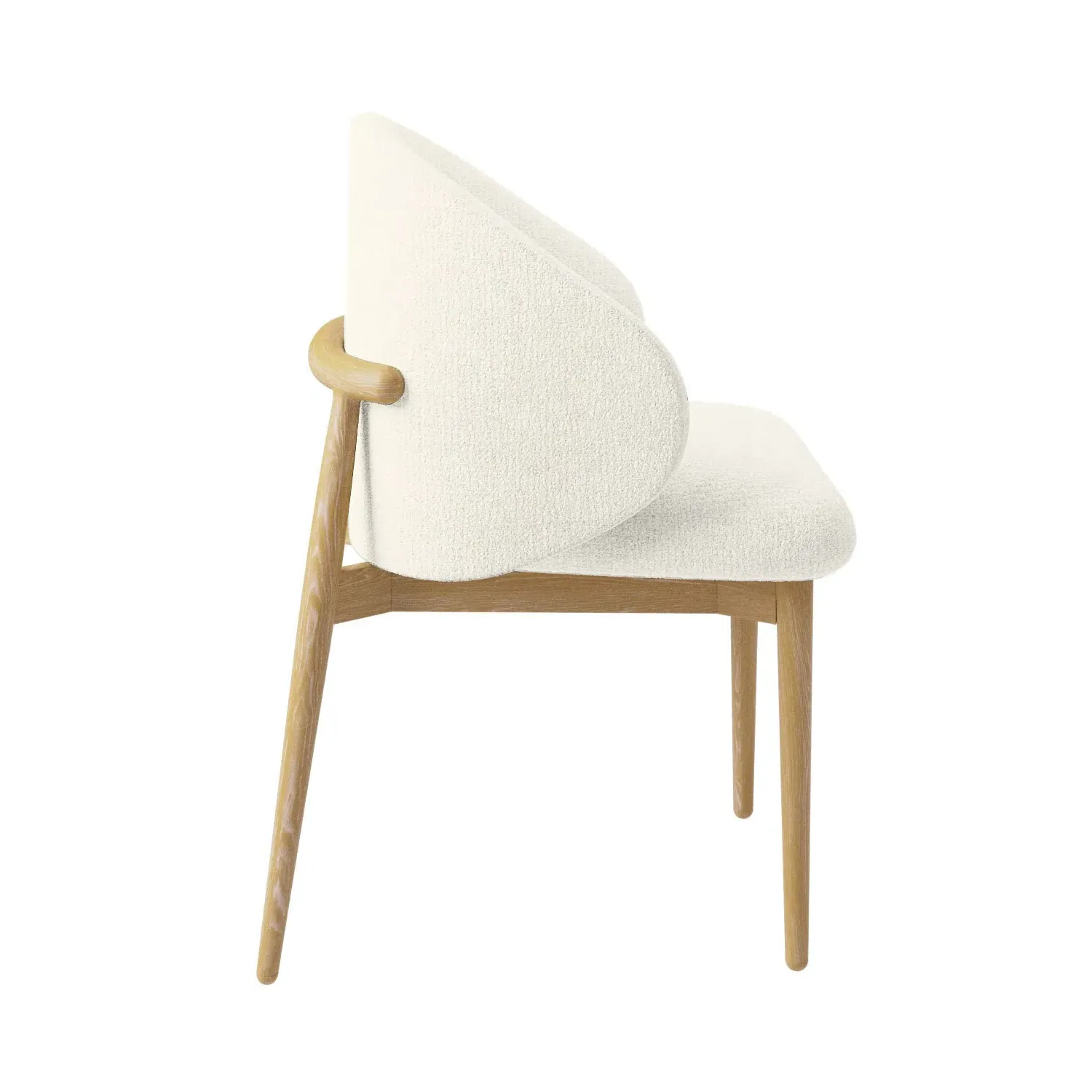 Curved Dining Chair with Exposed Back - Cream, Oak