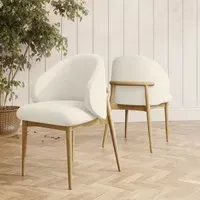 Curved Dining Chair with Exposed Back - Cream, Oak