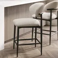 Curved Kitchen Stool with Footrest - Cream, Oak