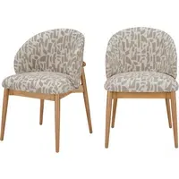Set of 2 Curved Dining Chairs - Beige, Oak