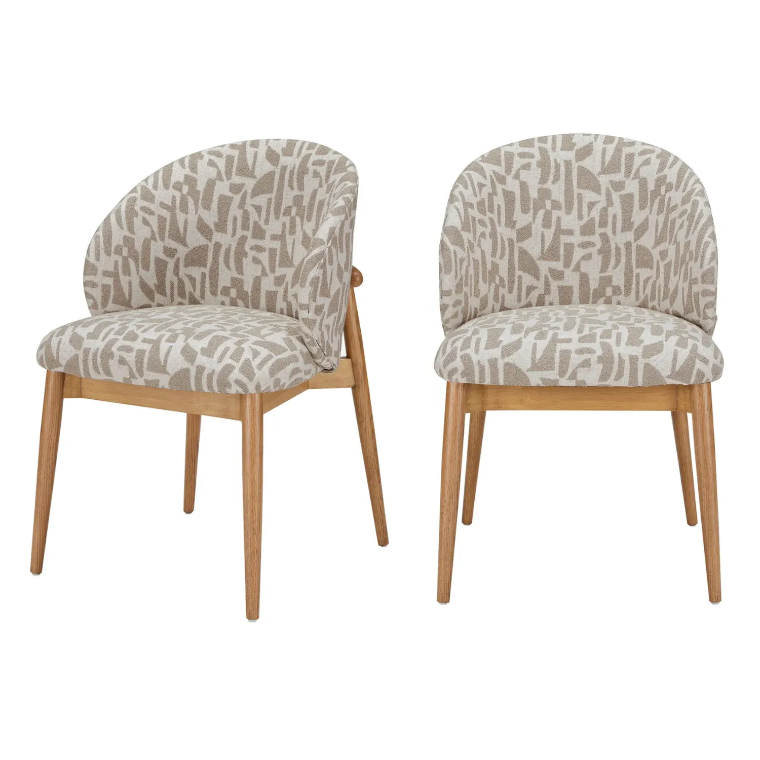 Set of 2 Curved Dining Chairs - Beige, Oak image