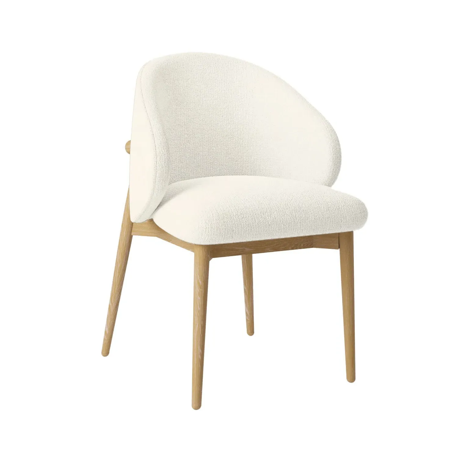 Set of 2 Curved Dining Chairs - Cream, Oak