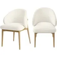 Set of 2 Curved Dining Chairs - Cream, Oak