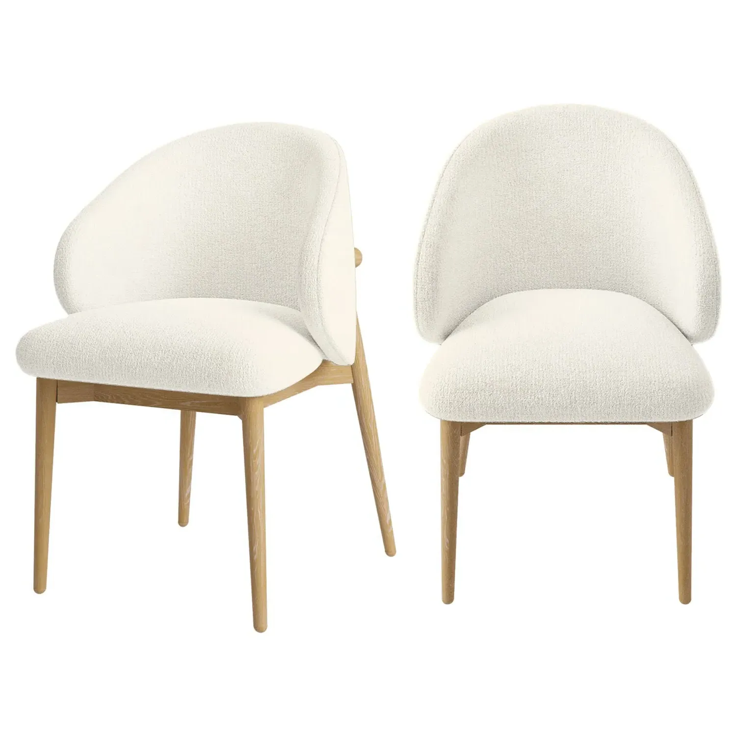 Set of 2 Curved Dining Chairs - Cream, Oak image