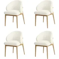 Set of 4 Curved Dining Chairs - Cream, Oak