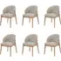 Set of 6 Curved Dining Chairs - Beige, Oak
