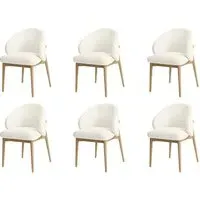 Set of 6 Curved Dining Chairs - Cream, Oak