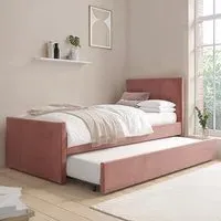 Single Bed with Trundle - Pink, Velvet