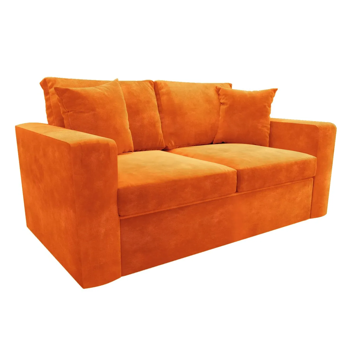2-Seater Sofa Bed with Pull Out - Orange, Velvet