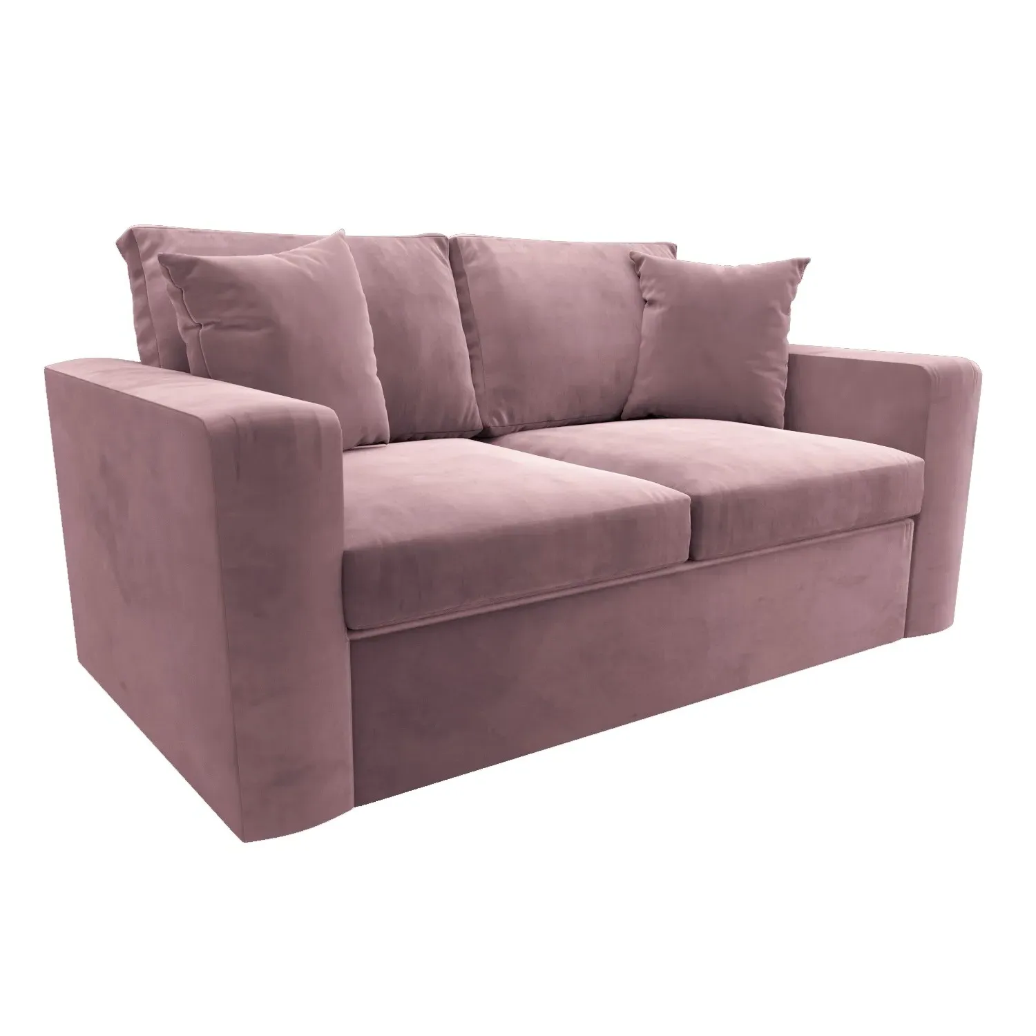 2-Seater Sofa Bed with Pull Out - Pink, Velvet