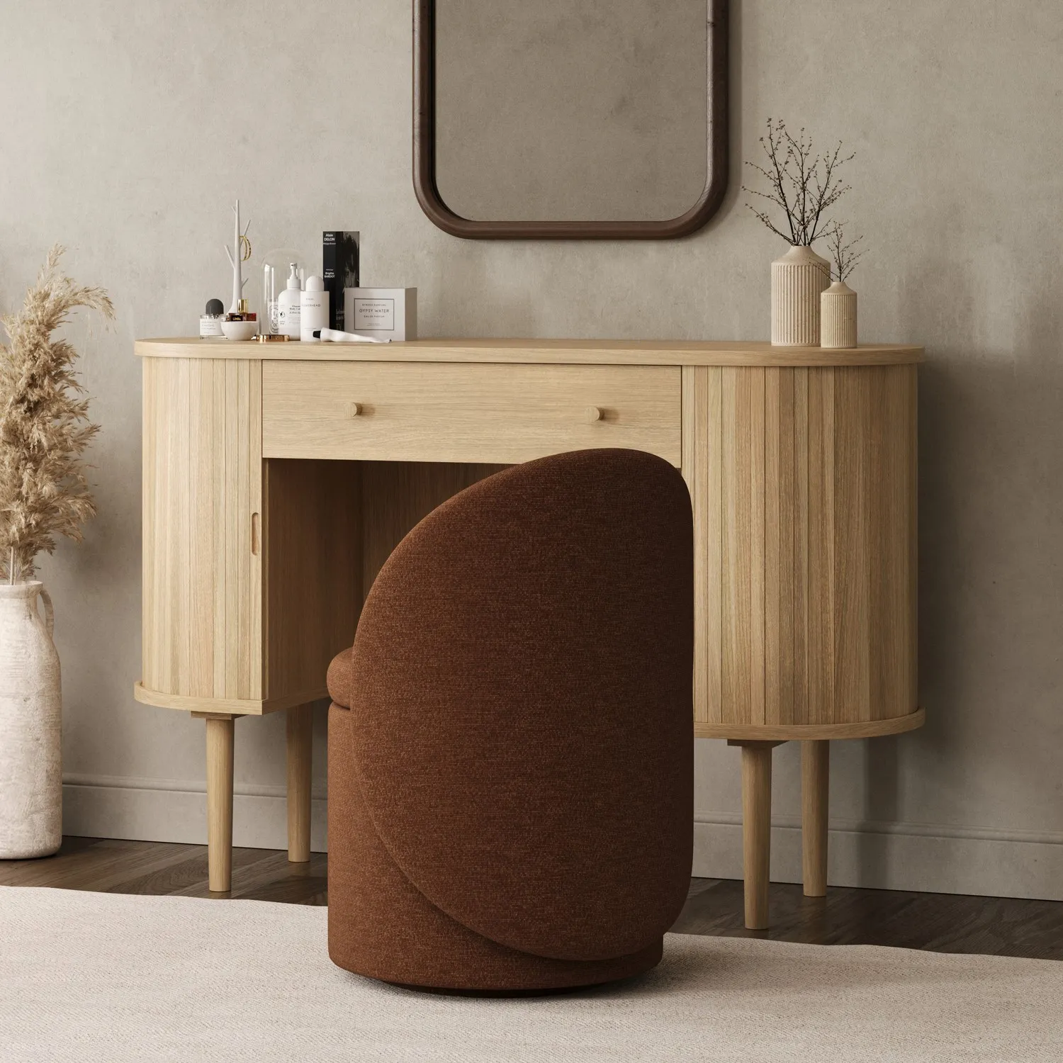 Ottoman Chair with Storage - Orange, Chenille