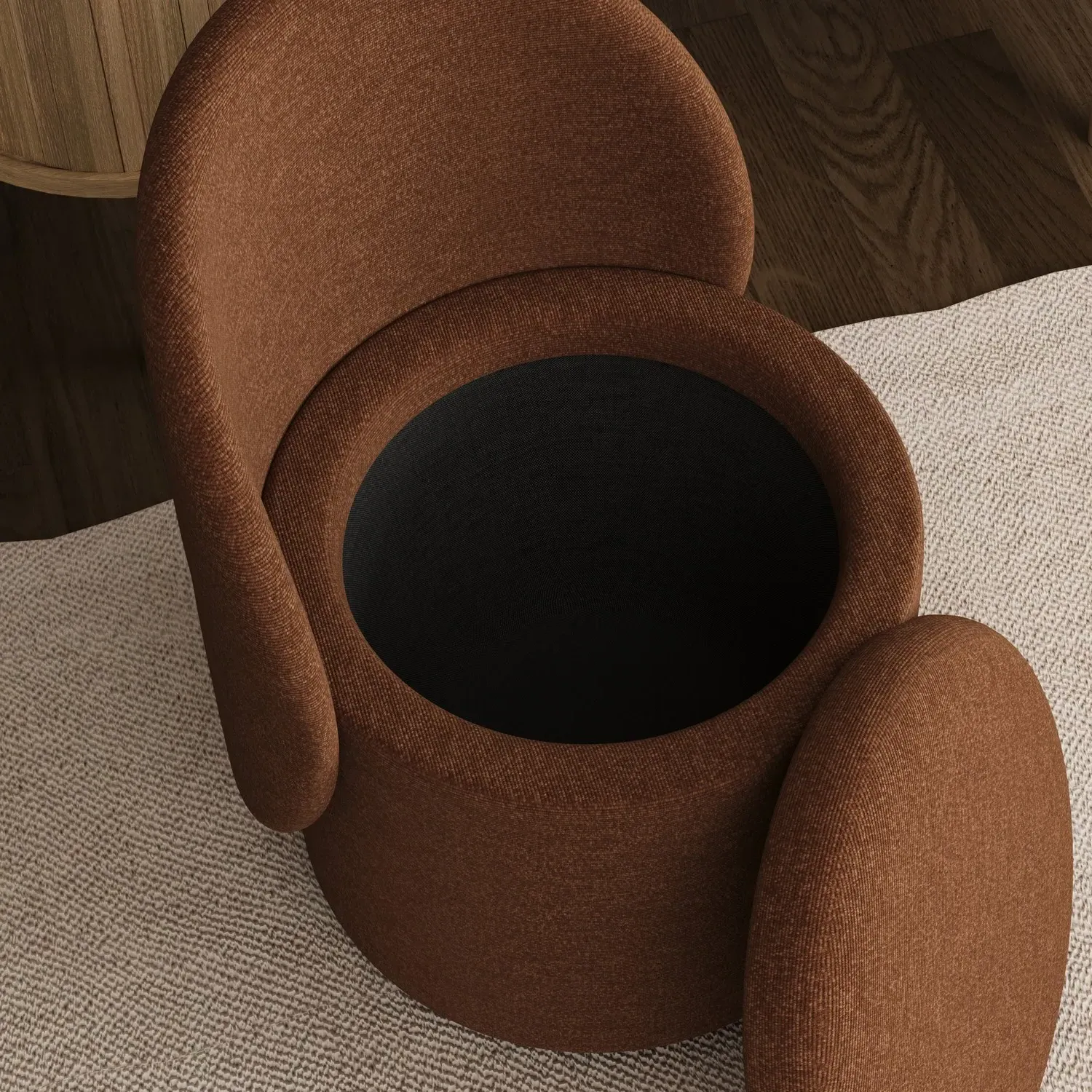 Ottoman Chair with Storage - Orange, Chenille