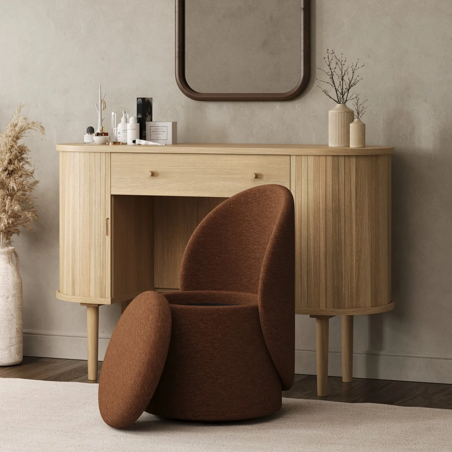 Ottoman Chair with Storage - Orange, Chenille image