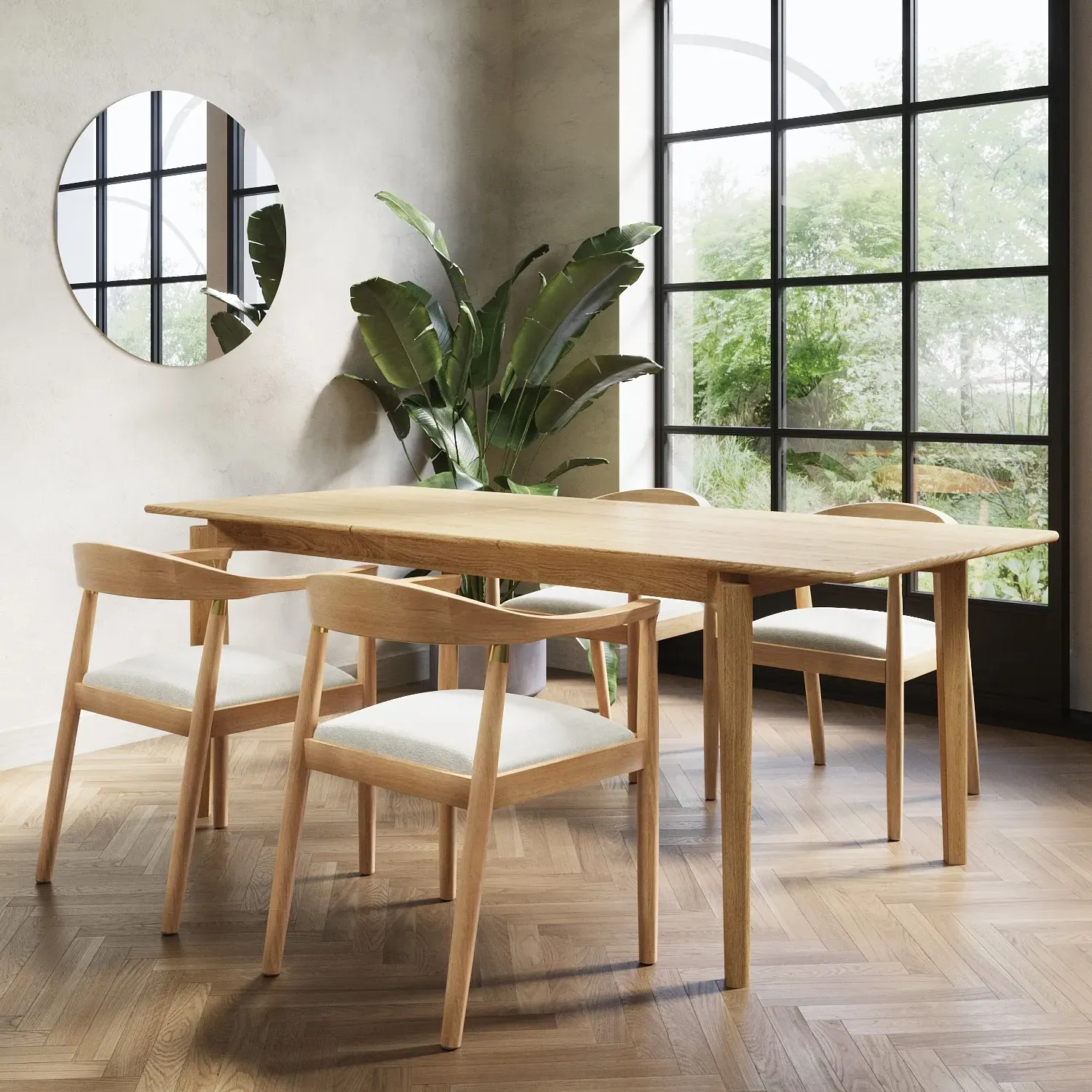 Extendable Dining Set with 4 Chairs - Oak image