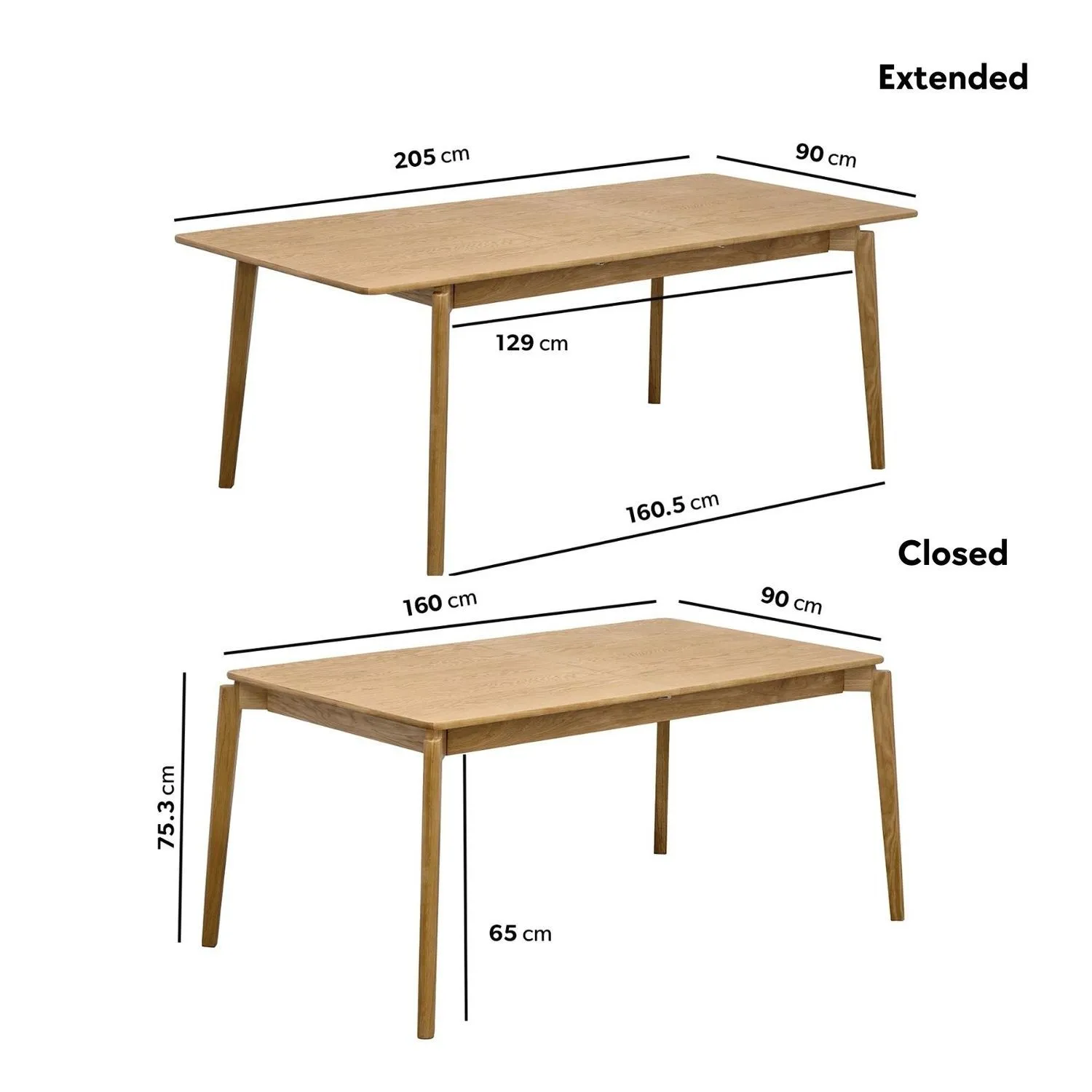 Extendable Dining Set with 6 Chairs - Oak