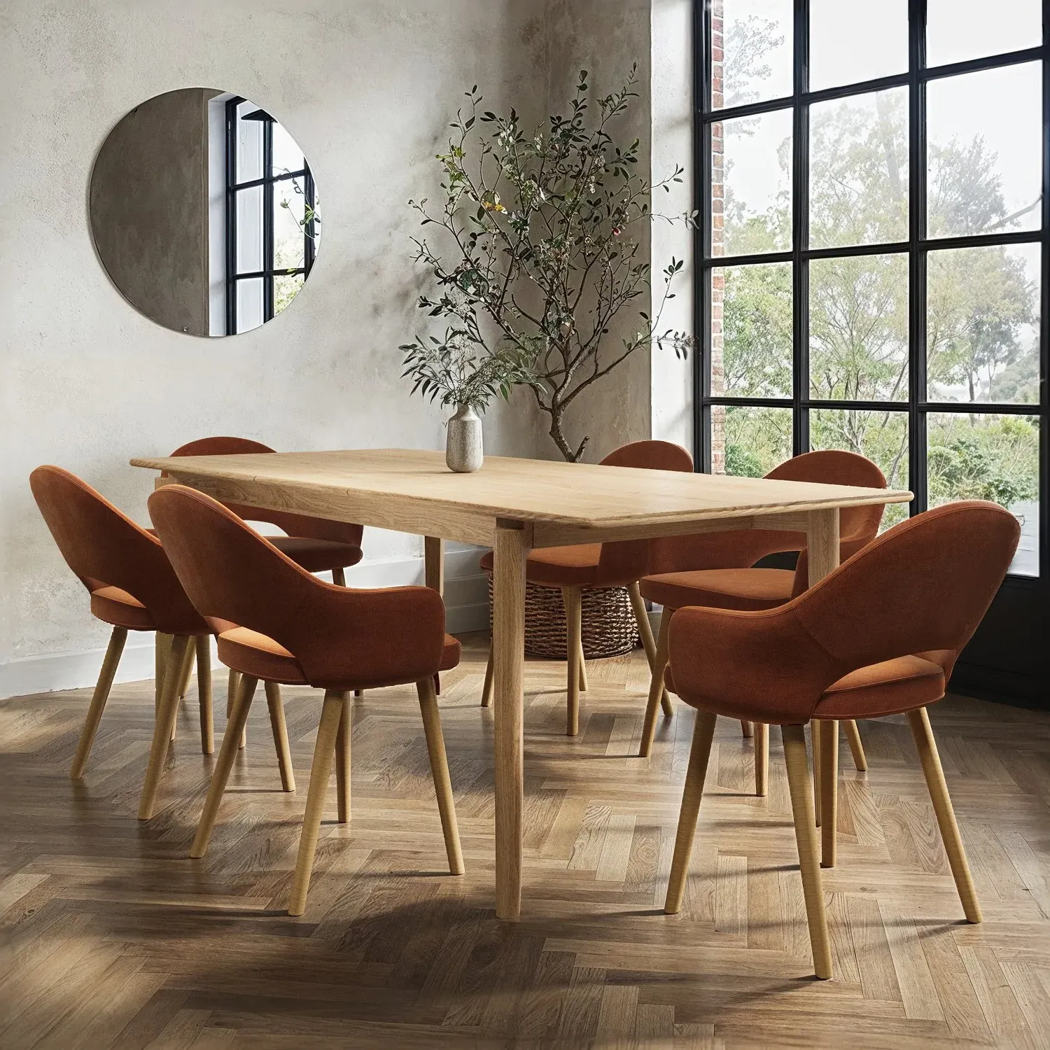 Extendable Dining Set with 6 Chairs - Oak