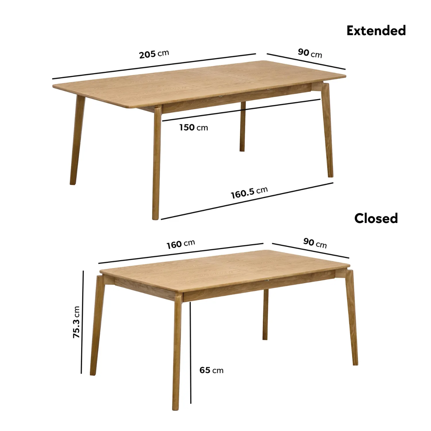 Extendable Dining Table - Brown, Oak