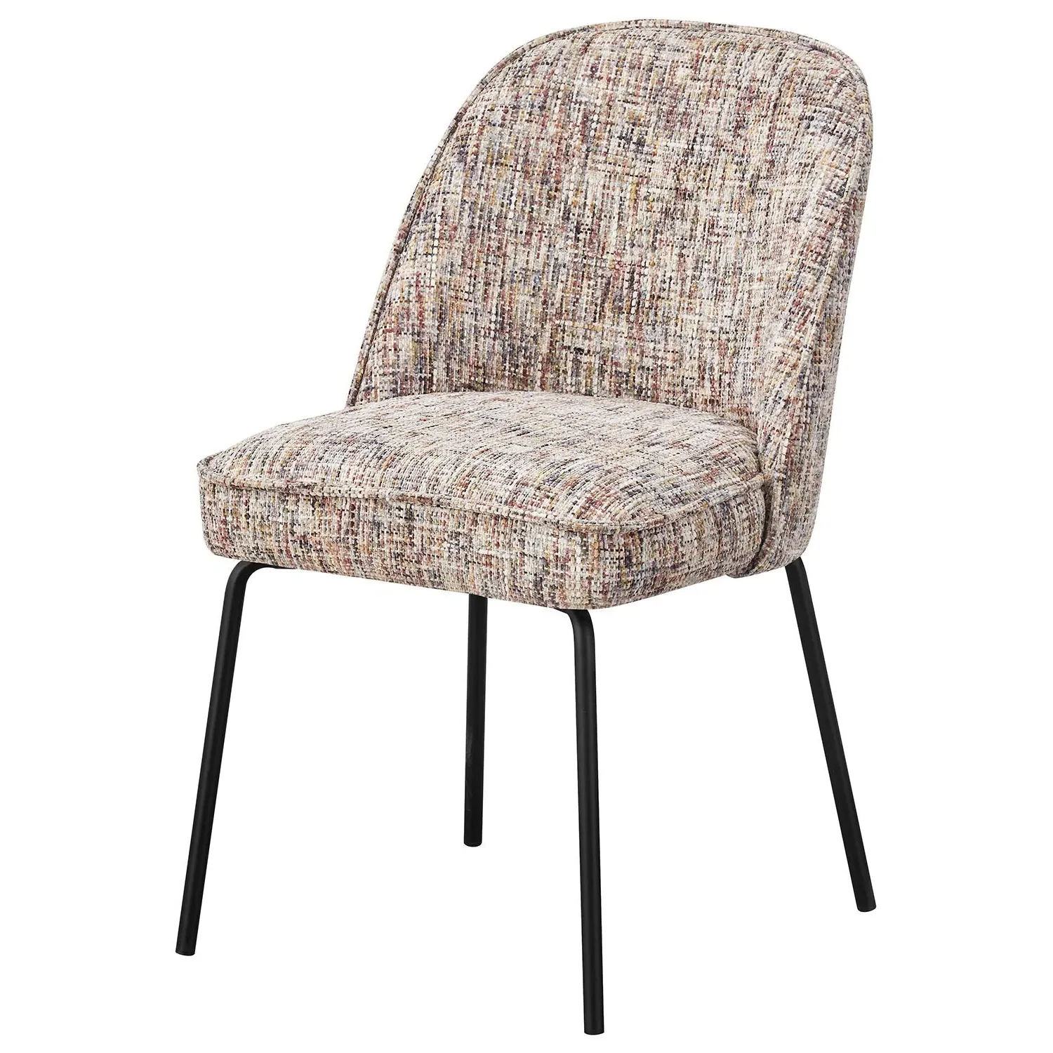 Set of 2 Curved Dining Chairs - Multi, Chenille