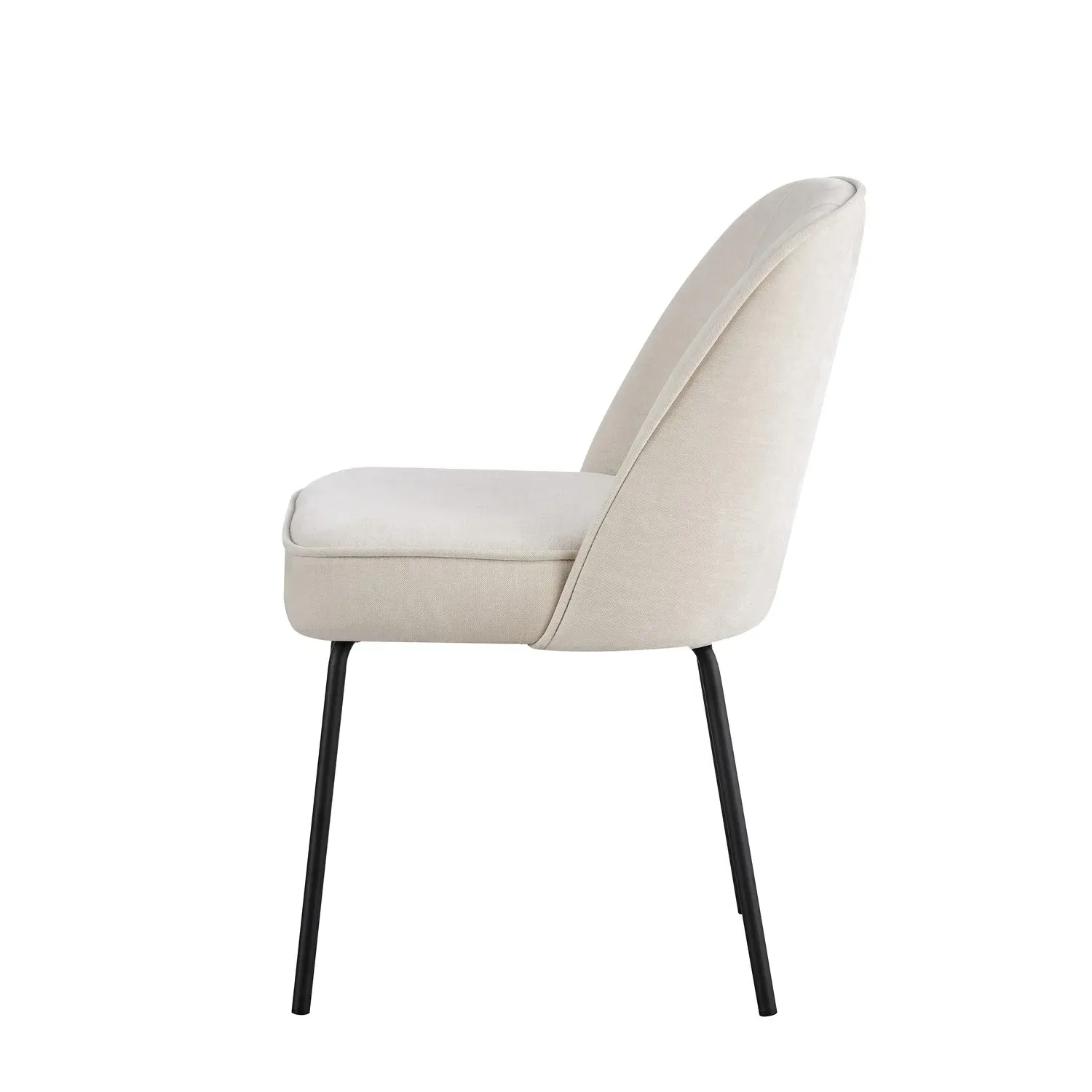 Set of 4 Curved Dining Chairs - Beige, Chenille