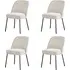 Set of 4 Curved Dining Chairs - Beige, Chenille