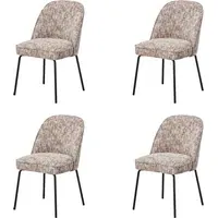 Set of 4 Curved Dining Chairs - Multi, Fabric