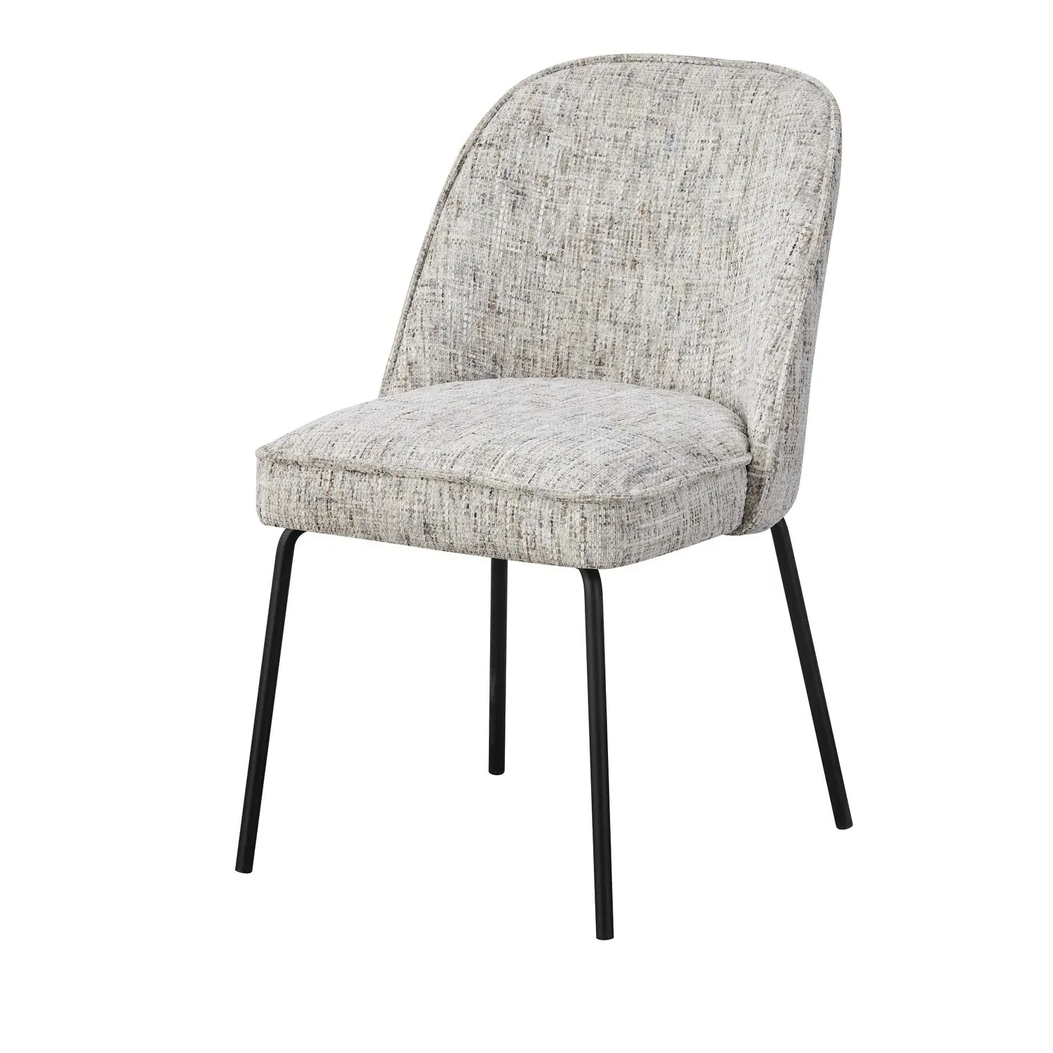 Set of 4 Curved Dining Chairs - Neutral, Fabric
