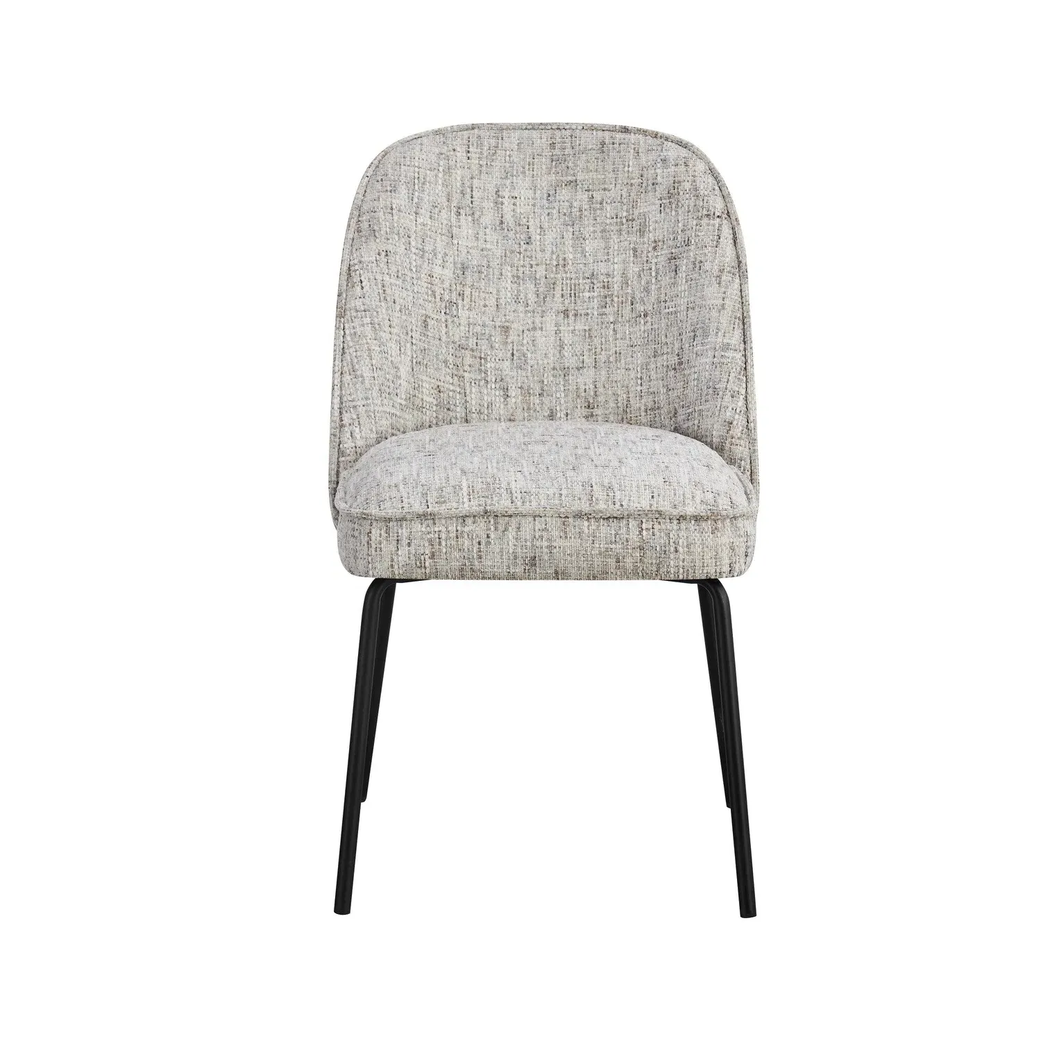 Set of 4 Curved Dining Chairs - Neutral, Fabric
