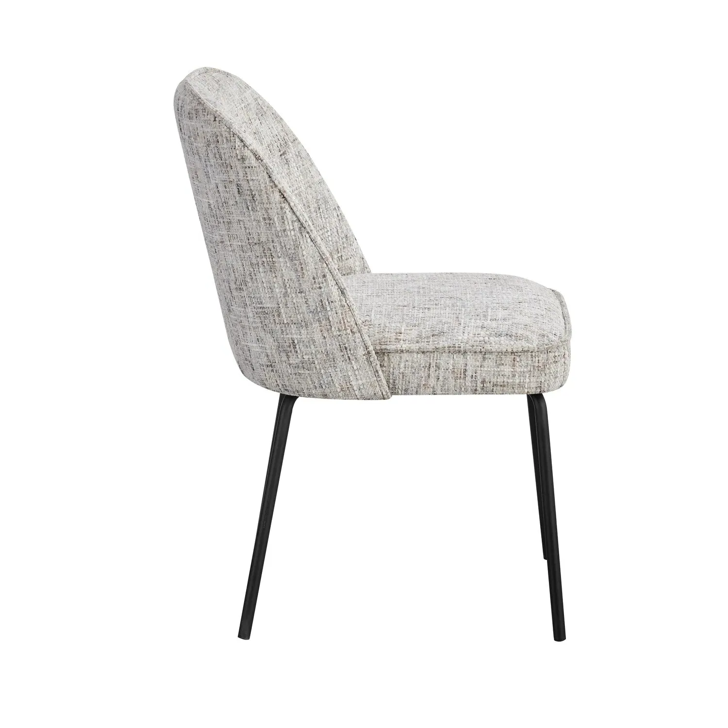 Set of 4 Curved Dining Chairs - Neutral, Fabric