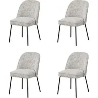 Set of 4 Curved Dining Chairs - Neutral, Fabric