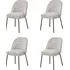 Set of 4 Curved Dining Chairs - Neutral, Fabric