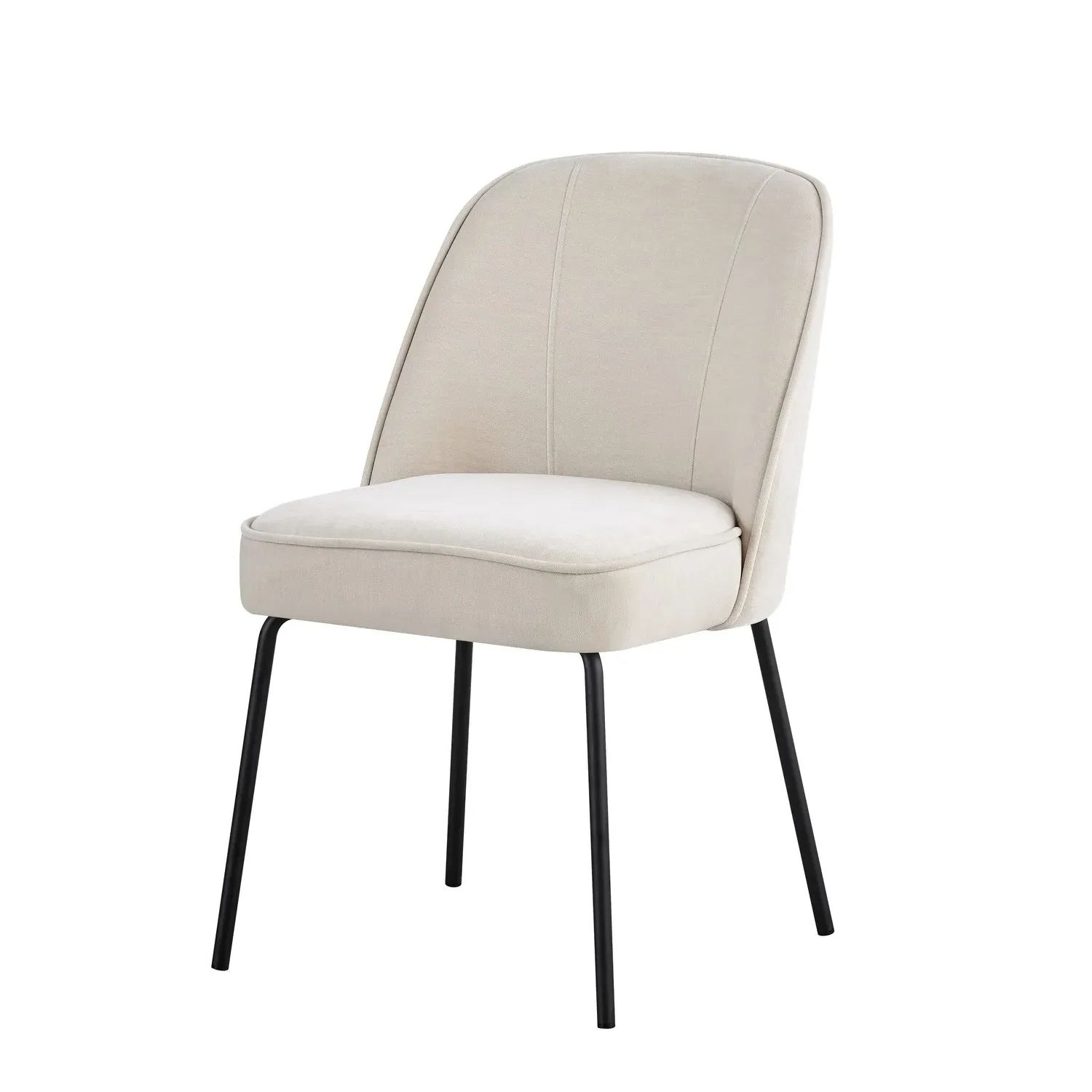 Set of 6 Curved Dining Chairs - Beige, Chenille