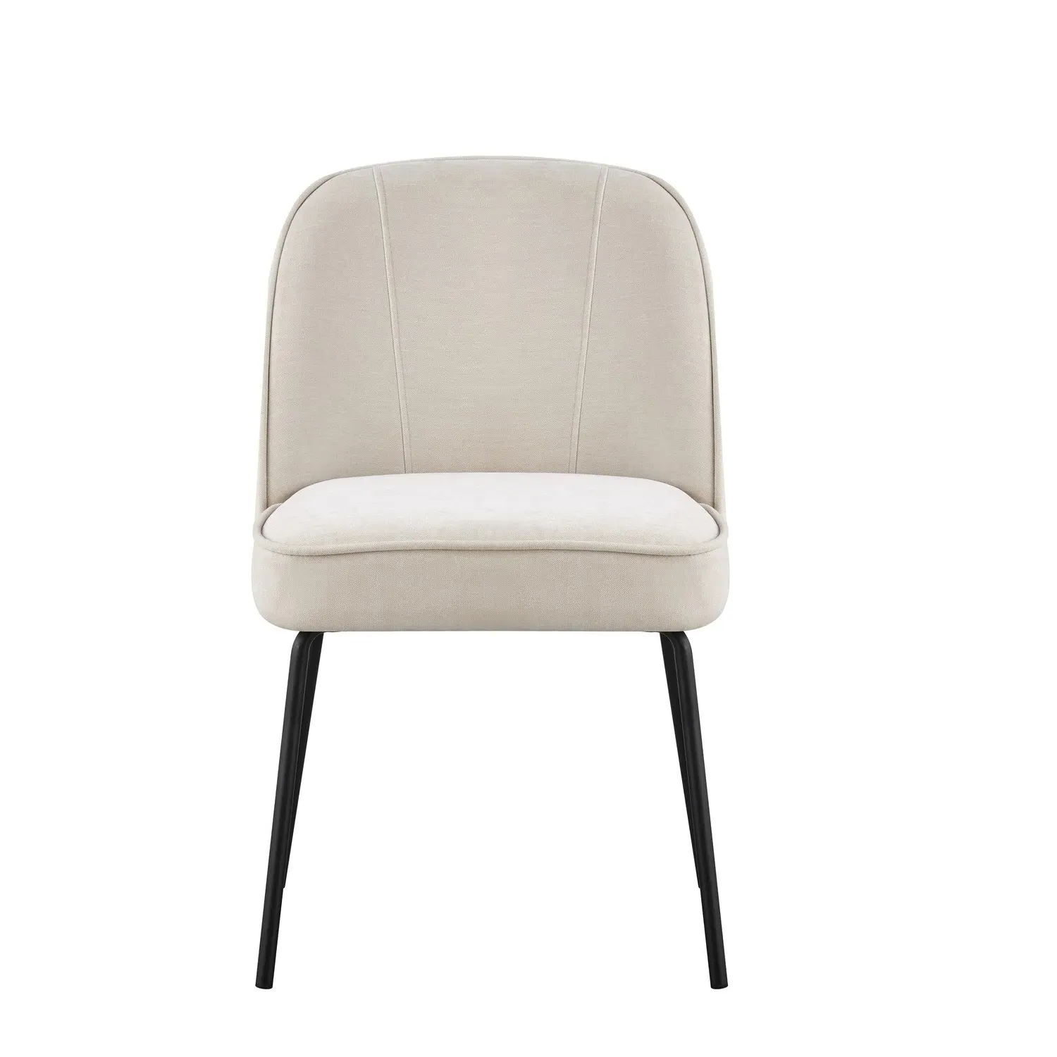 Set of 6 Curved Dining Chairs - Beige, Chenille