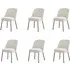 Set of 6 Curved Dining Chairs - Beige, Chenille