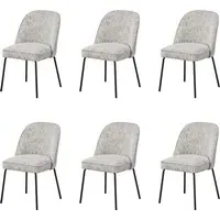 Set of 6 Curved Dining Chairs - Beige, Fabric