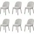 Set of 6 Curved Dining Chairs - Beige, Fabric