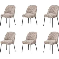 Set of 6 Curved Dining Chairs - Multi, Fabric