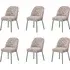 Set of 6 Curved Dining Chairs - Multi, Fabric