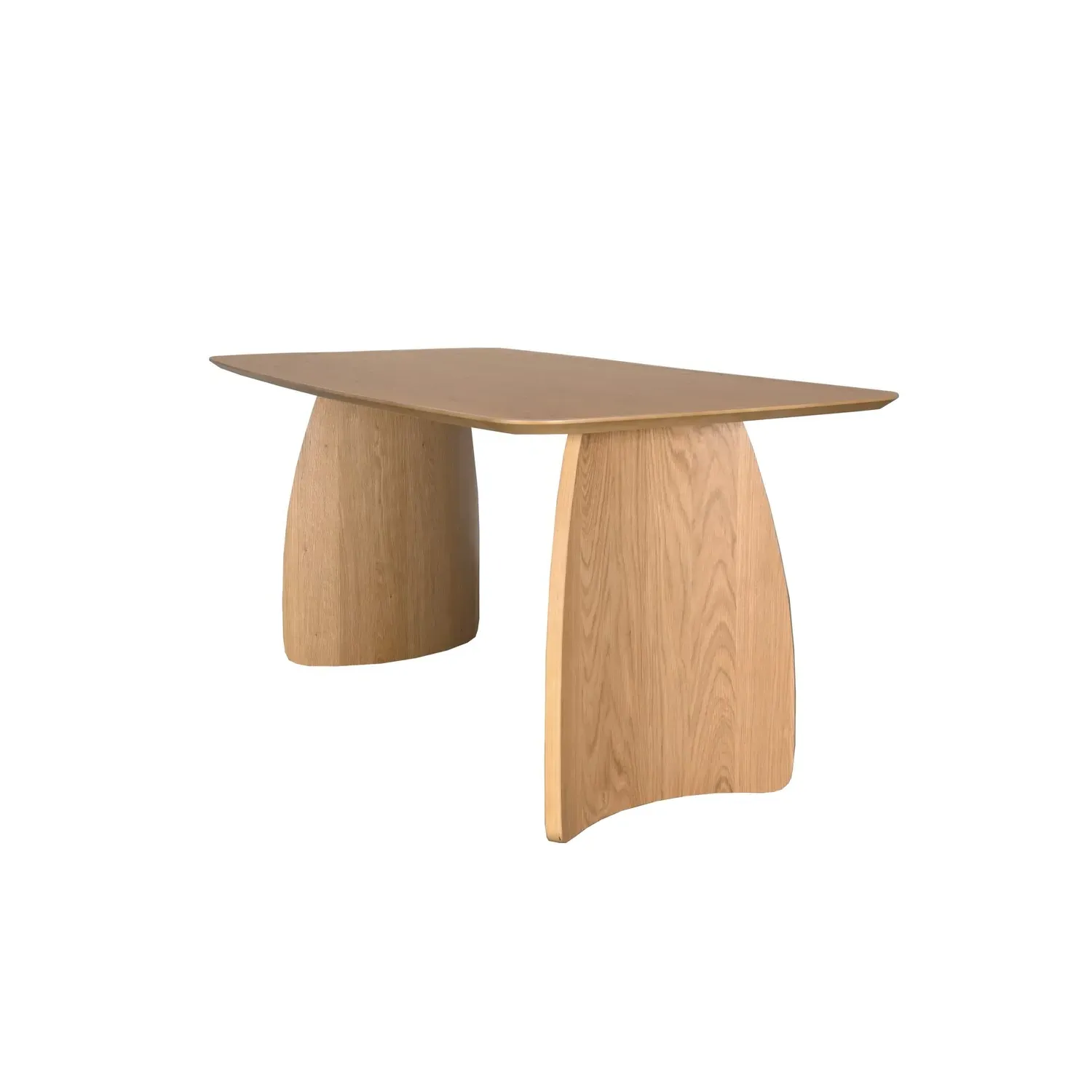 4-Seater Dining Set with Curved Legs - Oak