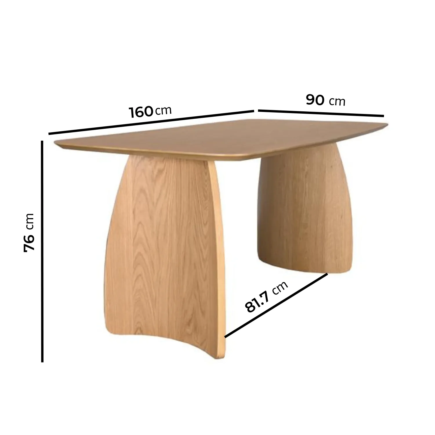 6-Seater Dining Table with Curved Legs - Oak